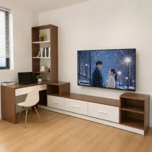 Kệ tivi liền bàn làm việc góc chữ L nhựa Đài Loan Chin Huei CH-KTV15