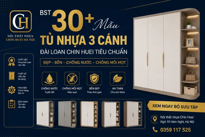 Tủ quần áo 3 cánh nhựa Đài Loan Chin Huei