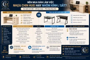 Nên mua bàn làm việc nhựa Chin Huei hay nhôm kính/sắt