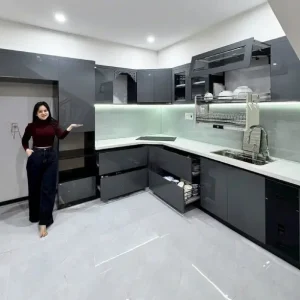 Tủ bếp chữ L liền cầu thang nhựa Chin Huei 2.0 plus CH-TBL12