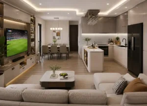 Tủ bếp chữ U liền phòng khách nhựa Chin Huei 2.0 plus CH-TBU05