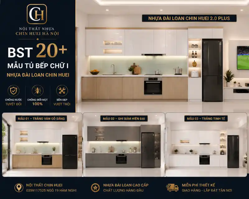 Tủ bếp nhựa Đài Loan Chin Huei chữ I
