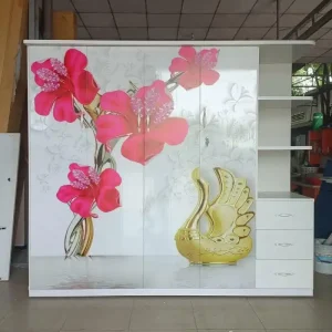 Tủ quần áo 4 cánh 1 kệ trang trí in 3D nhựa Đài Loan Chin Huei CH-T3D04