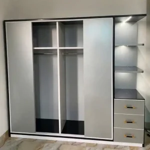 Tủ quần áo 4 cánh lùa 3 ngăn kéo 1 kệ trang trí nhựa Đài Loan Chin Huei CH-TCL01