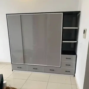 Tủ quần áo 4 cánh lùa 3 ngăn kéo 1 kệ trang trí nhựa Đài Loan Chin Huei CH-TCL01