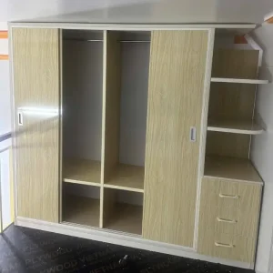 Tủ quần áo 4 cánh lùa 3 ngăn kéo 1 kệ trang trí nhựa Đài Loan Chin Huei TCL01