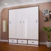 Tủ quần áo 4 cánh lùa 3 ngăn kéo dưới nhựa Đài Loan Chin Huei tiêu chuẩn CH-T4C02