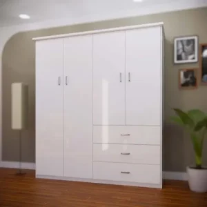 Tủ quần áo 4 cánh mở 2 buồng to 3 ngăn kéo dưới nhựa Đài Loan Chin Huei CH-T4C03