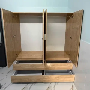 Tủ quần áo 4 cánh mở 2 buồng to 3 ngăn kéo dưới nhựa Đài Loan Chin Huei CH-T4C03