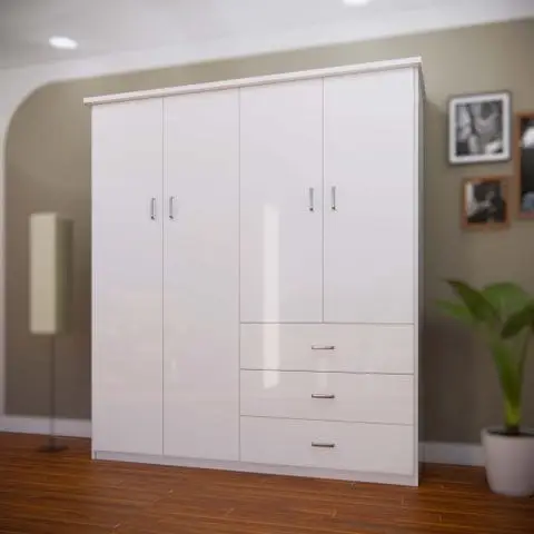 Tủ quần áo 4 cánh mở 2 buồng to 3 ngăn kéo dưới nhựa Đài Loan Chin Huei CH-T4C03