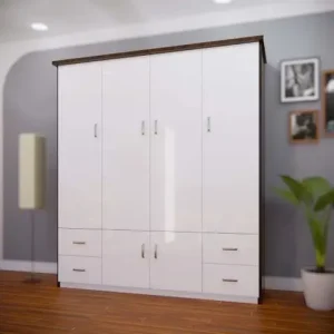 Tủ quần áo 4 cánh mở 3 buồng 6 ngăn kéo dưới nhựa Đài Loan Chin Huei CH-T4C05