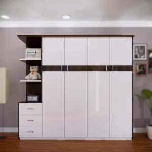 Tủ quần áo 4 cánh mở 3 ngăn kéo kèm kệ trang trí nhựa Đài Loan Chin Huei CH-T4C07
