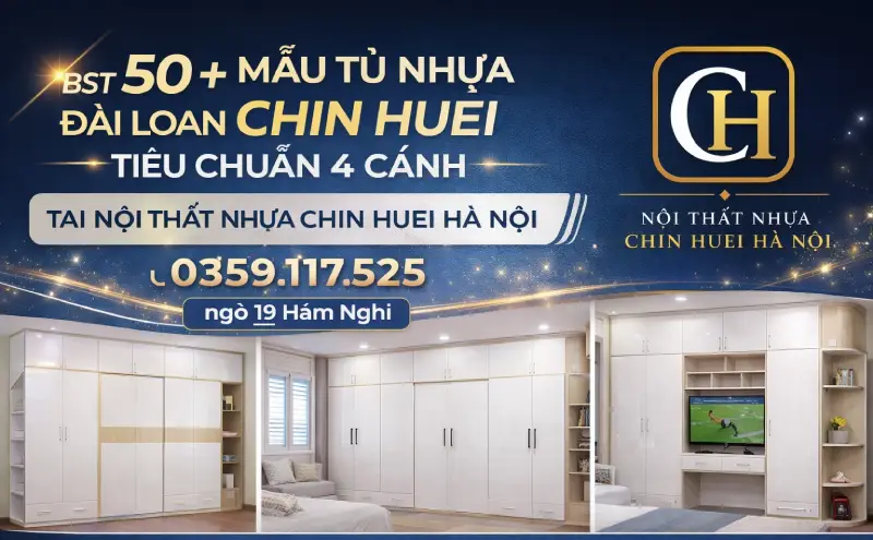 Tủ quần áo 4 cánh nhựa Đài Loan Chin Huei