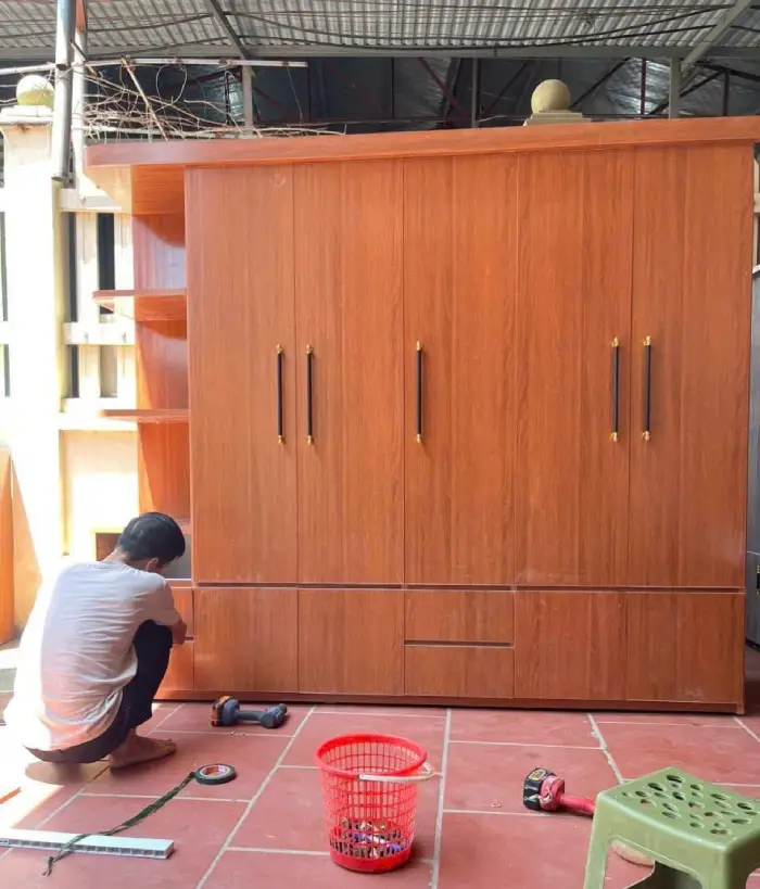 Tủ quần áo 5 cánh mở 1 kệ trang trí nhựa Đài Loan Chin Huei tiêu chuẩn CH-T5C03