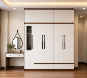 Tủ quần áo 5 cánh mở kịch trần liền bàn trang điểm nhựa Đài Loan Chin Huei CH-T5C10