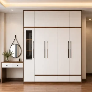 Tủ quần áo 5 cánh mở kịch trần liền bàn trang điểm nhựa Đài Loan Chin Huei CH-T5C10