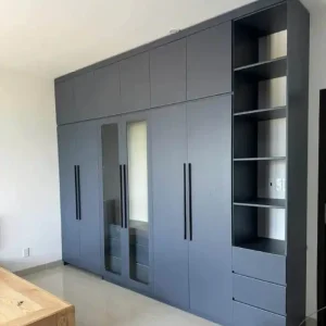 Tủ quần áo 6 cánh 1 kệ trang trí kịch trần kèm cánh kính nhựa Đài Loan Chin Huei CH-T6C03