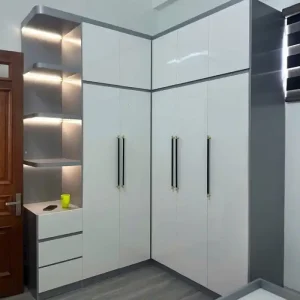 Tủ quần áo chữ L 3&3 cánh kịch trần có kệ trang trí nhựa Đài Loan Chin Huei CH-TAL02