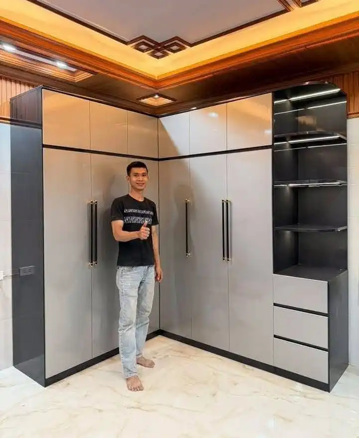 Tủ quần áo chữ L 3&3 cánh kịch trần có kệ trang trí nhựa Đài Loan Chin Huei CH-TAL02