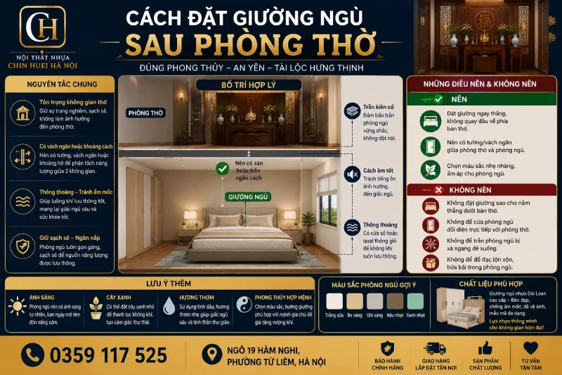 Cách đặt giường nhựa Chin Huei sau phòng thờ