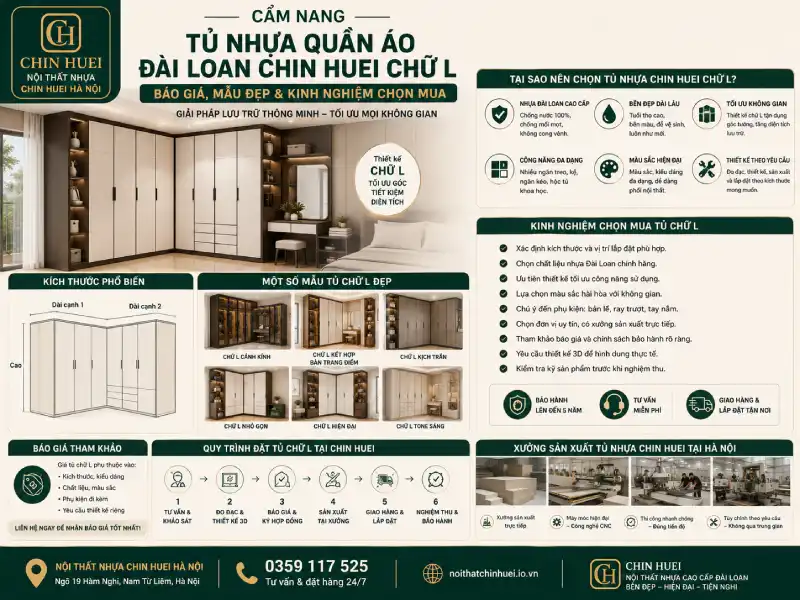 Cẩm nang Tủ nhựa quần áo Đài Loan Chin Huei chữ L