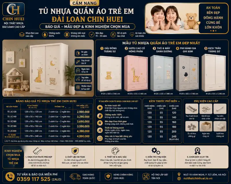 Cẩm nang tủ nhựa quần áo trẻ em Đài Loan Chin Huei