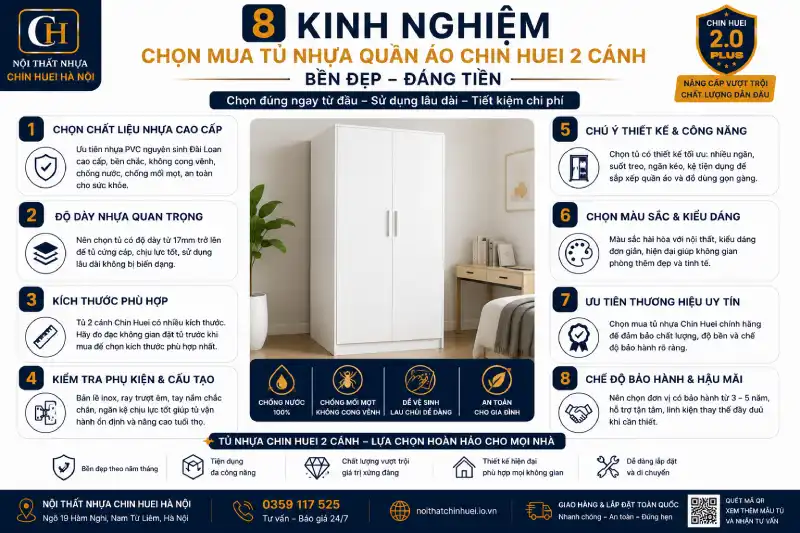 Kinh nghiệm chọn mua tủ nhựa quần áo Đài Loan Chin Huei 2 cánh