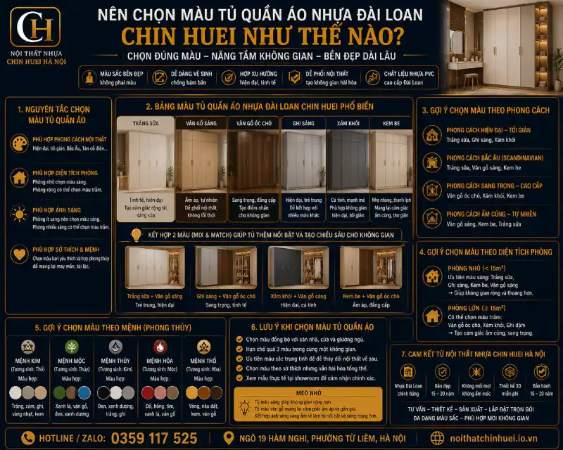Nên chọn màu tủ quần áo nhựa Đài Loan Chin Huei như thế nào