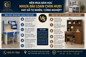 Nên mua bàn học nhựa Đài Loan Chin Huei hay gỗ tự nhiên/công nghiệp