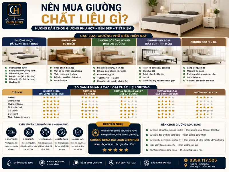 Nên mua giường chất liệu gì