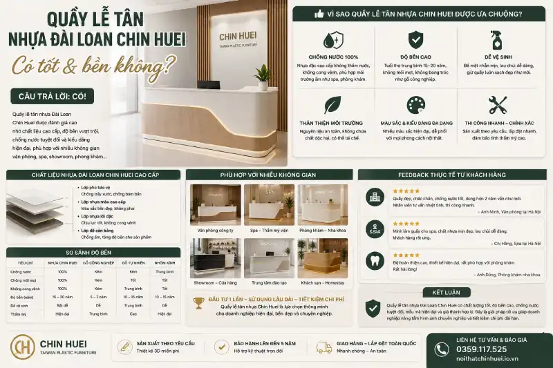Quầy lễ tân nhựa Đài Loan Chin Huei có tốt và bền không