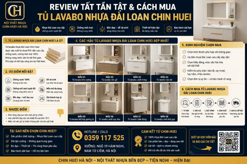 Review tất tần tật & cách mua Tủ lavabo nhựa Đài Loan Chin Huei