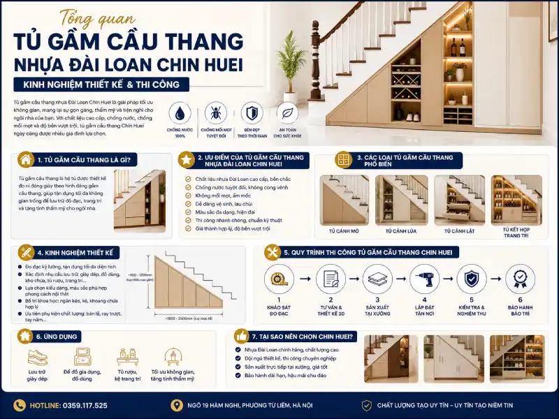 Tổng quan tủ gầm cầu thang nhựa Đài Loan Chin Huei