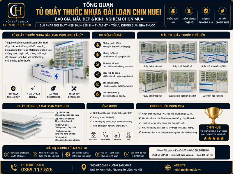 Tổng quan tủ quầy thuốc nhựa Đài Loan Chin Huei: Báo giá / mẫu đẹp & kinh nghiệm chọn mua
