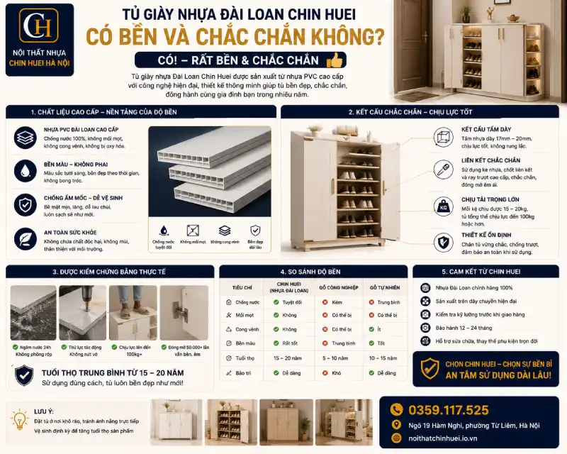 Tủ giày nhựa Đài Loan Chin Huei có bền và chắc chắn không