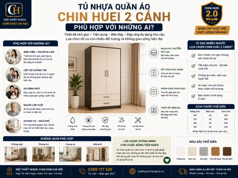 Tủ nhựa quần áo Chin Huei 2 cánh phù hợp với những ai