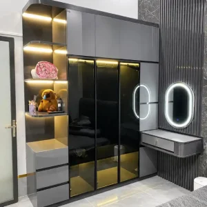 Tủ quần áo 3 cánh kính cường lực x nhựa Chin Huei 2.0 plus cao cấp kèm bàn trang điểm CH-CHP28