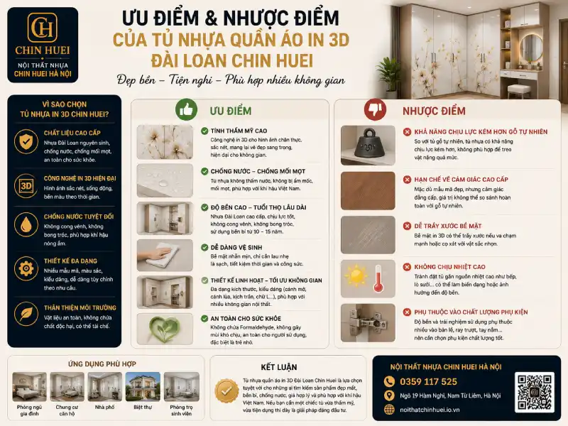 Ưu điểm và nhược điểm của tủ nhựa quần áo in 3D Đài Loan Chin Huei