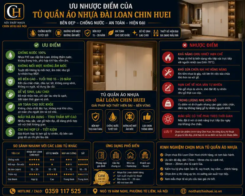 Ưu nhược điểm của tủ quần áo nhựa Đài Loan Chin Huei