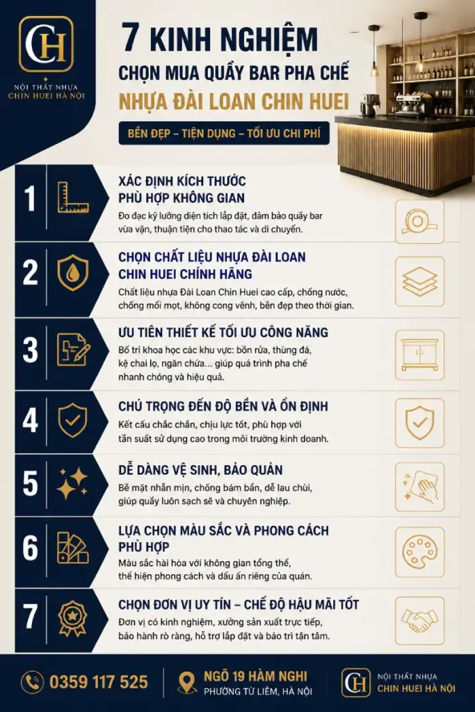 7 kinh nghiệm chọn mua quầy bar pha chế nhựa Đài Loan Chin Huei bền đẹp