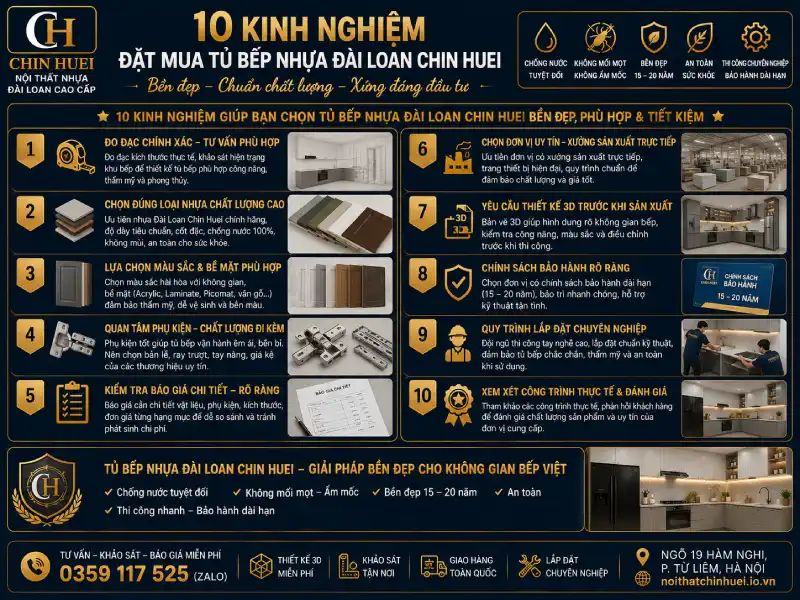 kinh nghiệm đặt mua tủ bếp nhựa Đài Loan Chin Huei