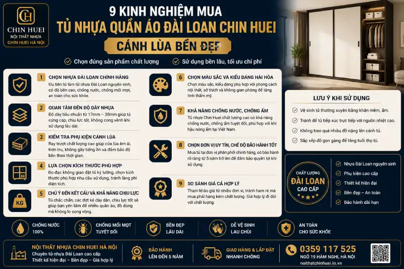 kinh nghiệm mua tủ nhựa quần áo Đài Loan Chin Huei cánh lùa