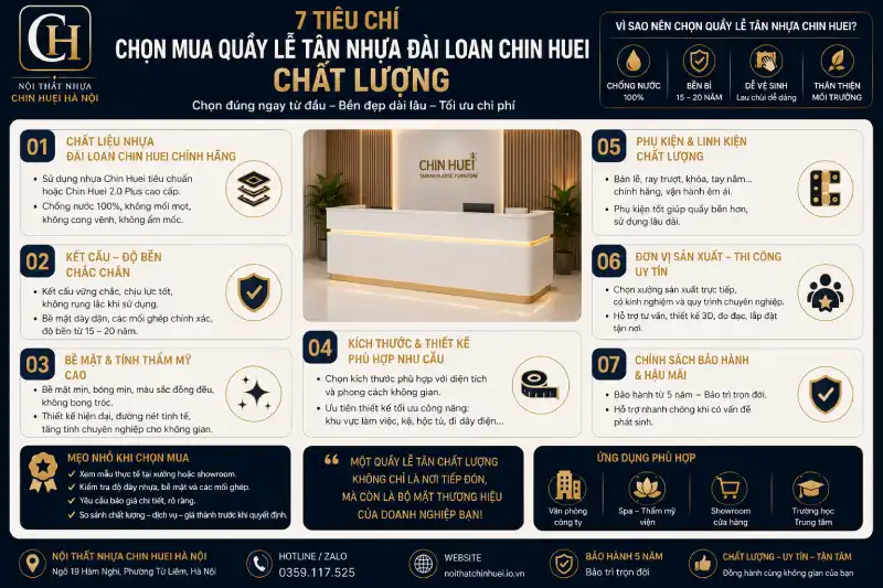 tiêu chí chọn mua quầy lễ tân nhựa Đài Loan Chin Huei